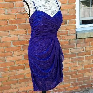 Blondie Nites Glitter Strapless Tulle Mini Dress | Purple Party Dress | S Fit